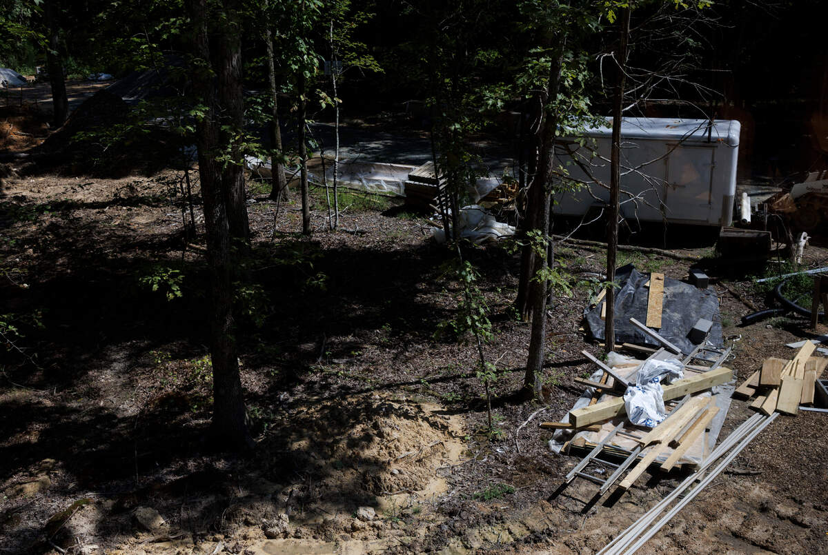 Construction materials are seen at Second Act Farms on Tuesday, Sept. 10, 2024, in Alamance County, where owners Mandy Locke and Alex Granados are partnering with the North Carolina Center on Actual Innocence to build two homes that will help support exonerees as they re-integrate into society.