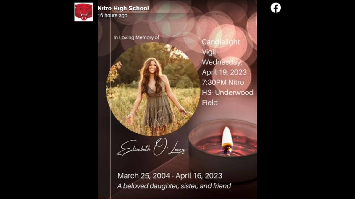 Elizabeth O’Leary graduated from Nitro High School, according to social media posts.