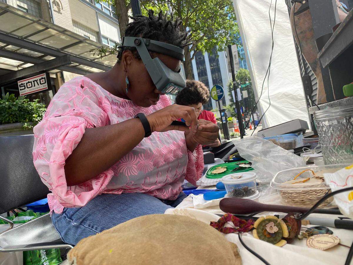 Ndidi Kowalczwk of Garner owns Hothouse Posey, where she sells handmade jewelry and home decor items.