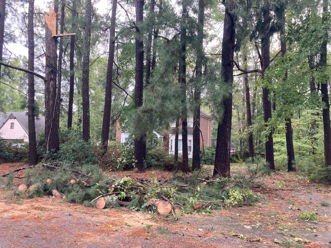 Dean Holmes’ front yard on Short Spoon Circle in Rocky Mount after Friday’s storm on Sept. 27, 2024.