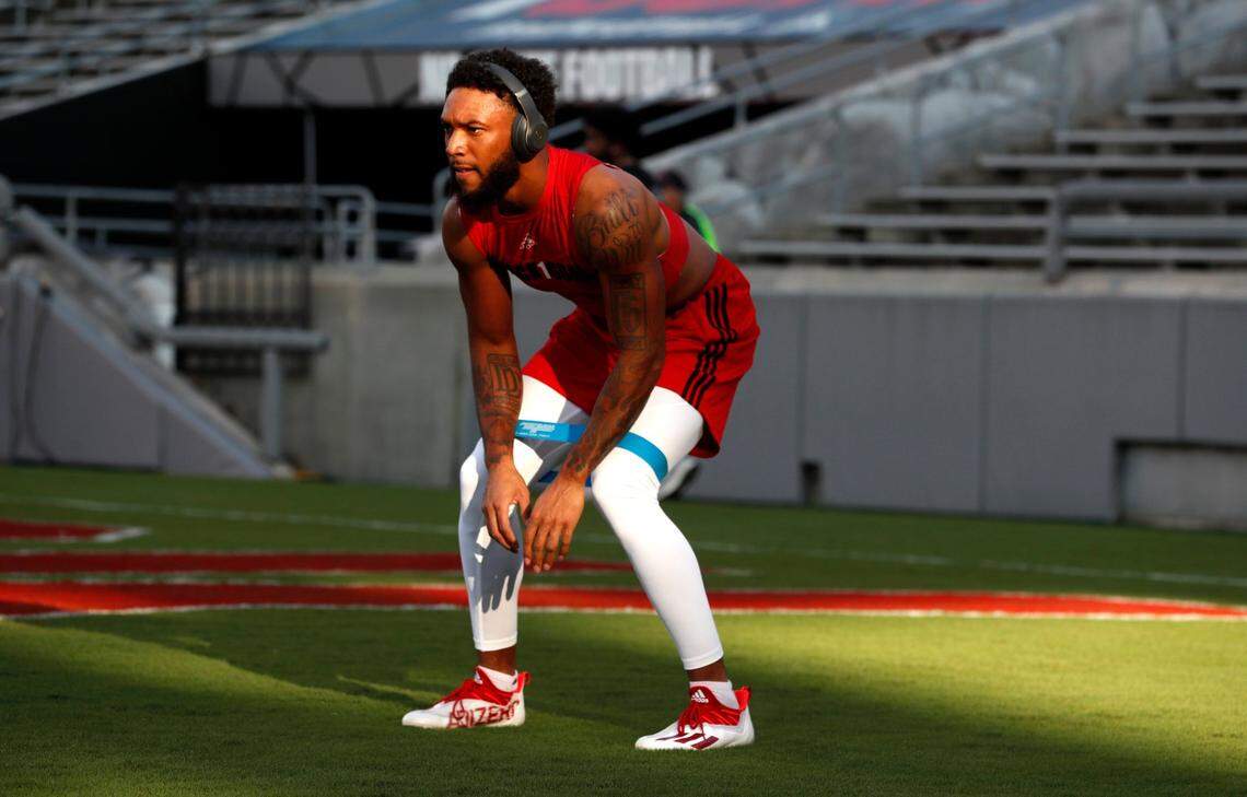 N.C. State cornerback Derrek Pitts Jr. (24) warms up before the Wolfpacks game against Furman at Carter-Finley Stadium in Raleigh, N.C., Saturday, Sept 18, 2021.