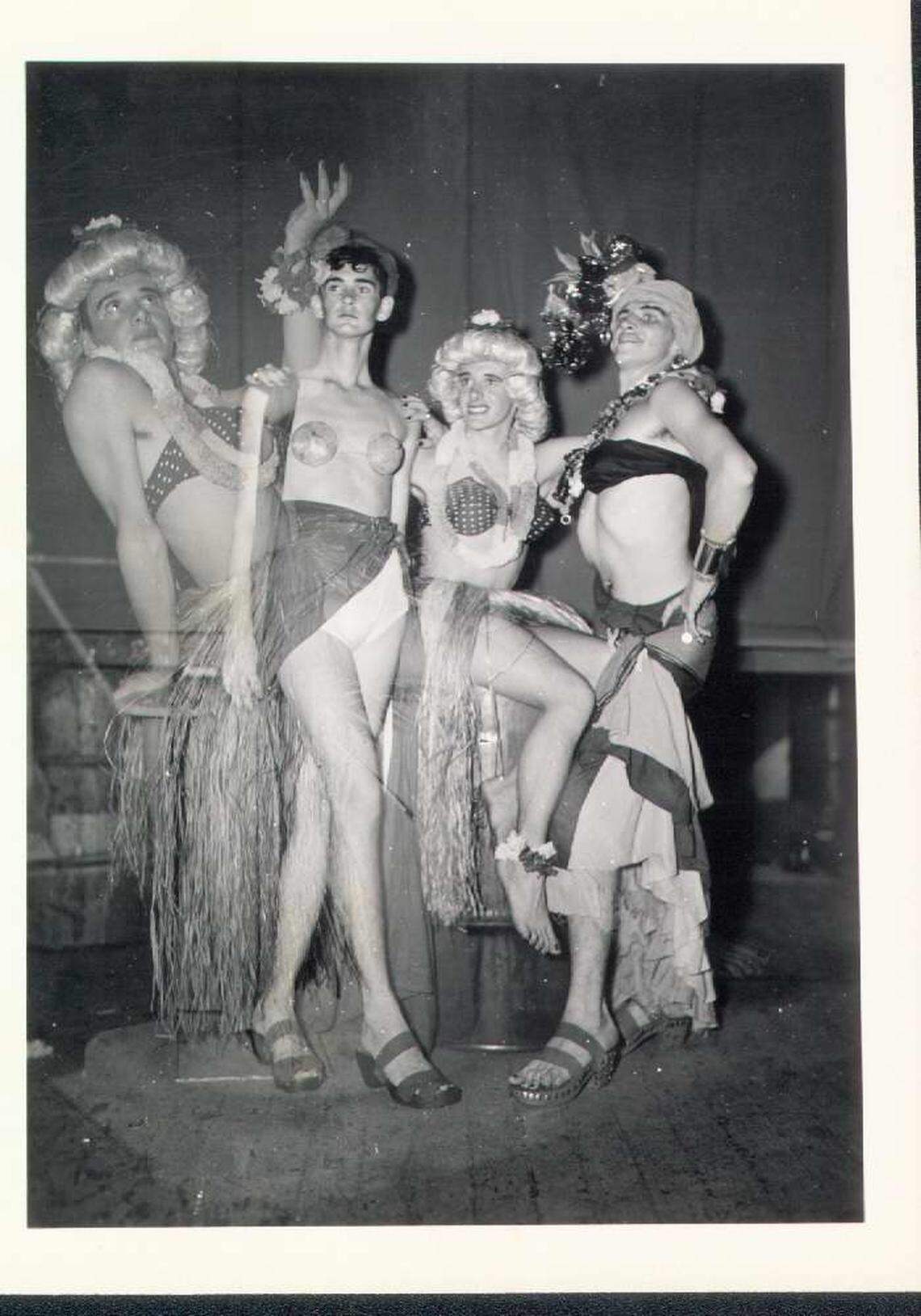 Crewmen of the USS North Carolina perform on Christmas Eve in 1941 while anchored in the South Pacific.