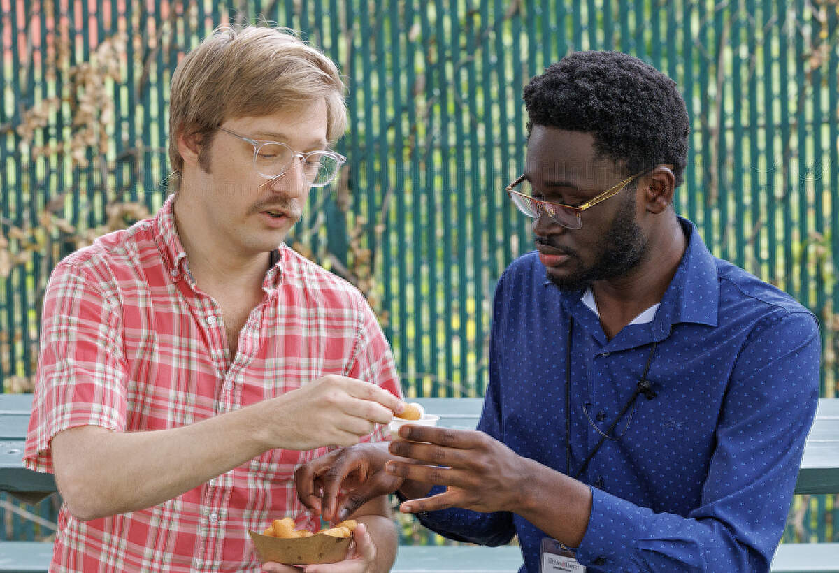 The News & Observer’s Drew Jackson and Twumasi Duah-Mensah taste hushpuppies with maple butter at Jean’s By The Sea on Thursday, June 25, 2026, in Durham, N.C.