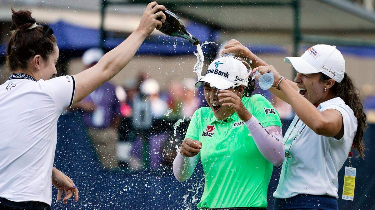 Minjee Lee, of Australia, celebrates a win after the final round of the U.S. Women’s Open golf tournament at the Pine Needles Lodge & Golf Club in Southern Pines, N.C., on Sunday, June 5, 2022. Minjee Lee, of Australia, won the match.
