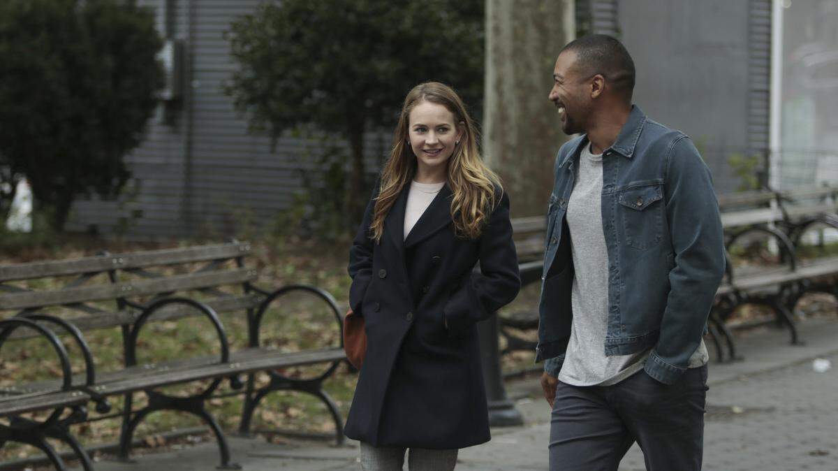 Britt Robertson, left, and Charles Michael Davis in ABC’s “For the People.”
