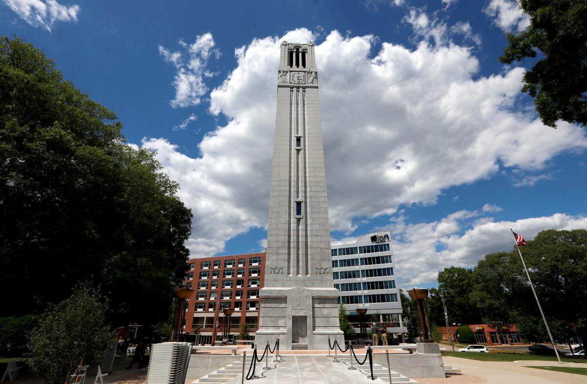 N.C. State University’s Memorial Belltower in Raleigh, N.C., pictured in a 2021 file photo.