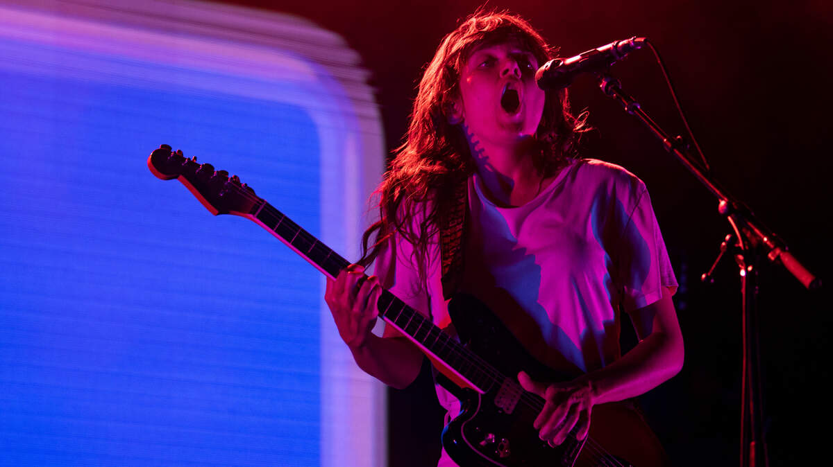 Courtney Barnett performs on the City Plaza stage at Hopscotch Music Festival, Thursday night, Sept. 8, 2022 in downtown Raleigh.