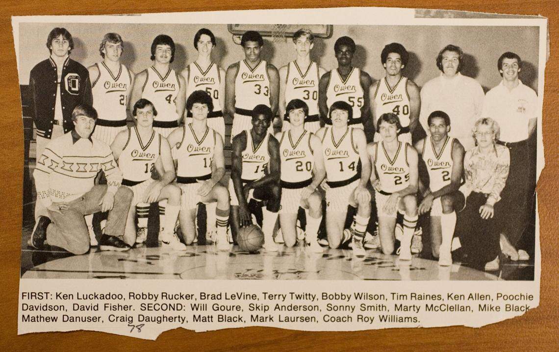 Roy Williams’ basketball team at Charles D. Owen High School in Swannanoa, N.C. in 1978.