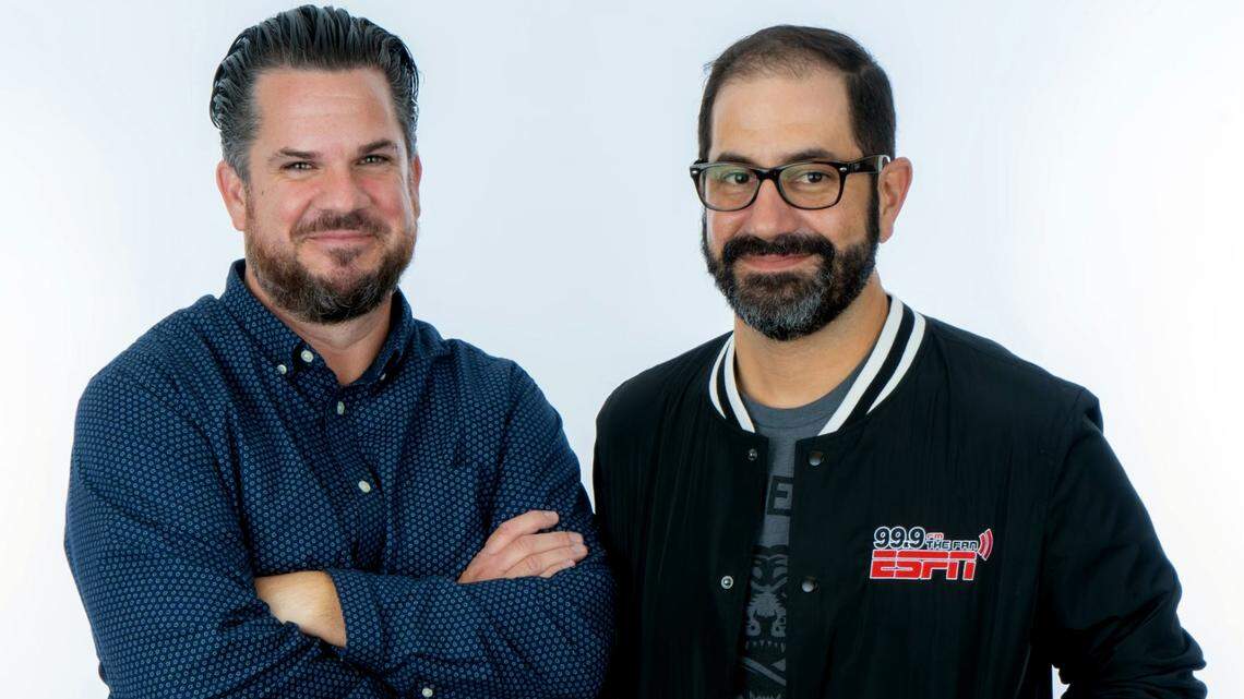 Joe Giglio, left, and Joe Ovies hosted “The O.G.” afternoon show on WCMC-99.9.