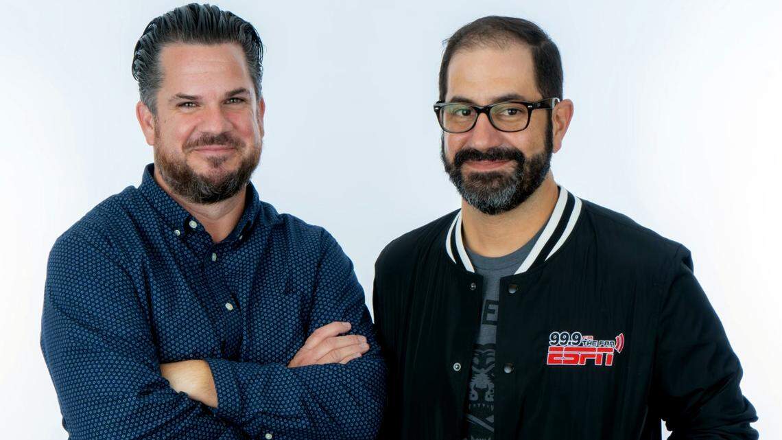 Joe Giglio, left, and Joe Ovies hosted “The O.G.” afternoon show on WCMC-99.9.