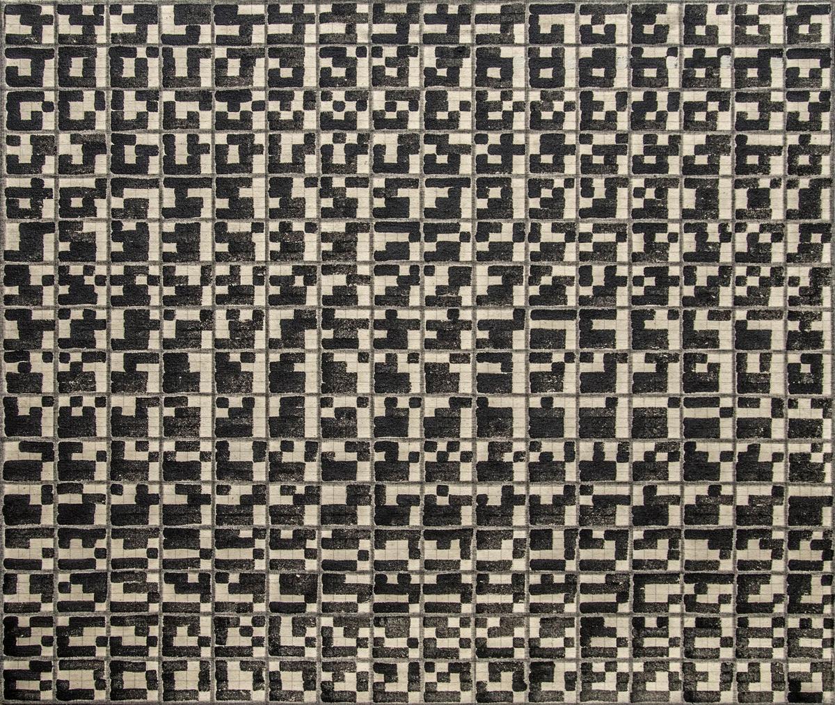 One of 256 panels from Vernon Pratt’s piece, “All the Possibilities of Sixteen,” that is 18’ high by 110’ long. It will be exhibited at the Gregg Museum in Raleigh from October 11th through February 10th.