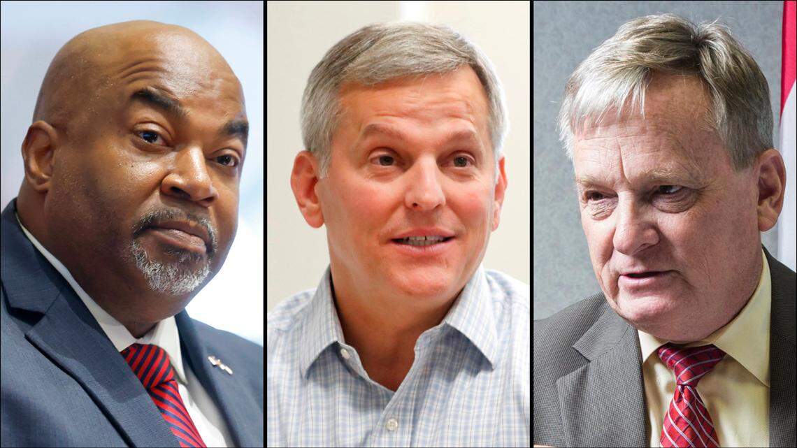 From left, Lt. Gov. Mark Robinson, Attorney General Josh Stein and State Treasurer Dale Folwell.