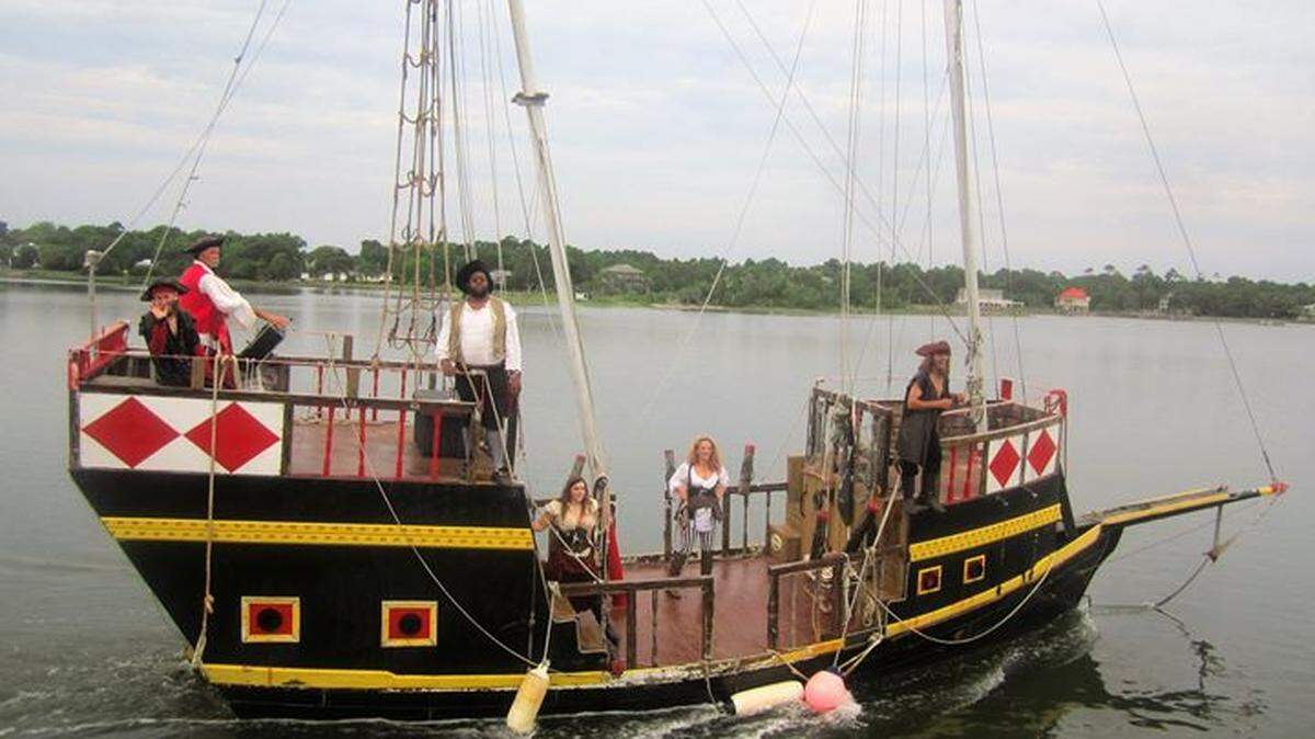 Sharon Luther of Surf City on Topsail Island has advertised The Raven, this pirate ship, for sale at $35,000.