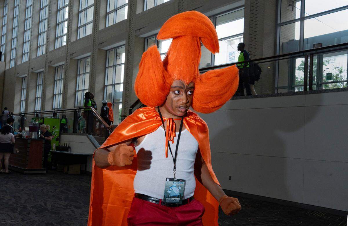 Isaiah Stevens spent hours sculpting a custom wig for Galaxycon at the Raleigh, N.C. Convention Center on Thursday, July 24, 2025.