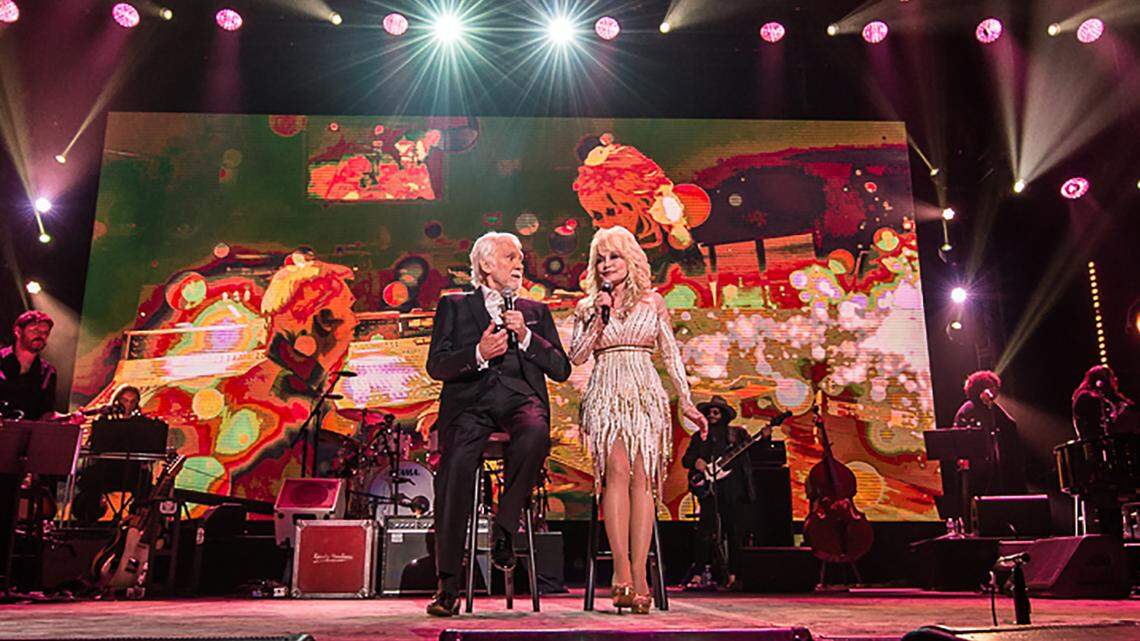 A&E Biography premieres a documentary on the life and career of country star Kenny Rogers on April 13, 2020. Pictured: Kenny Rogers and Dolly Parton.