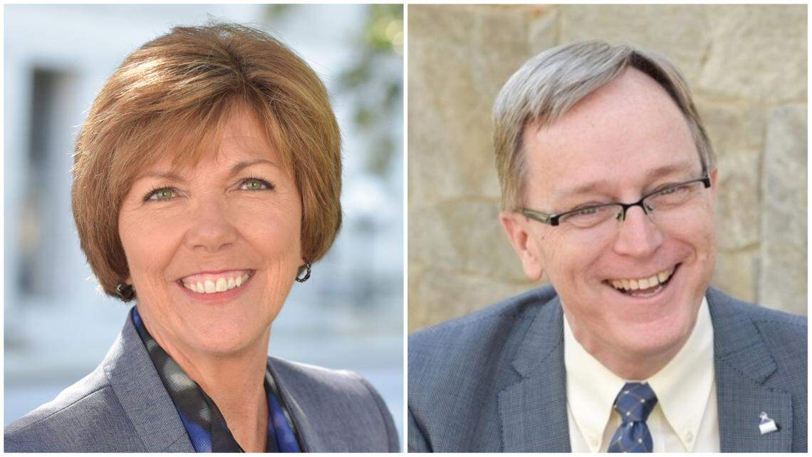 Wake County District 4 challenger Susan Evans, left, and incumbent Erv Portman