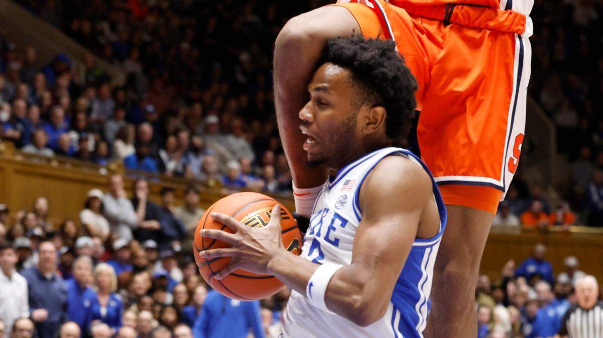 Duke’s Jeremy Roach (3) is fouled by Syracuse’s Chris Bell (4) during the first half of Duke’s game against Syracuse at Cameron Indoor Stadium in Durham, N.C., Tuesday, Jan. 2, 2024.