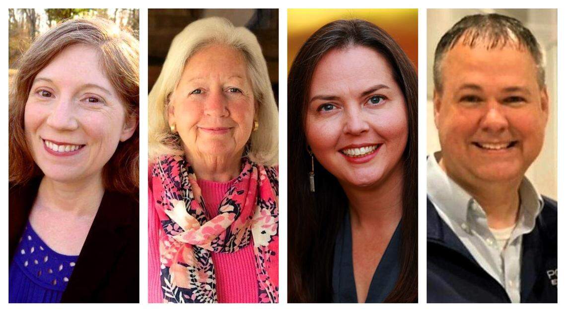 Orange County voters elected four county school board members -- Sarah Smylie (from left), Anne Purcell, Lori Russell and Will Atherton -- in the nonpartisan race on Tuesday, March 3, 2026.
