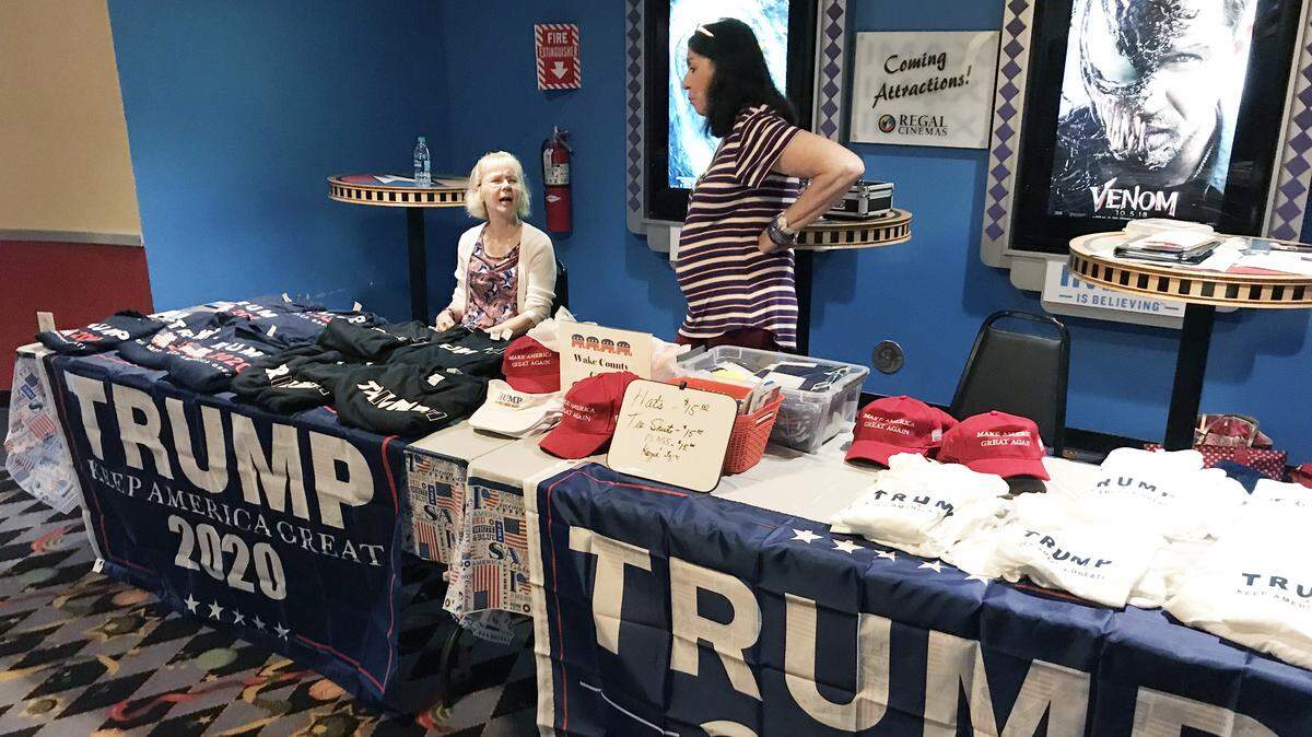 Volunteers for the Wake County Republican Party erected a booth at the Regal Crossroads Stadium 20 in Cary in this News & Observer file photo submitted by the Wake County Republican Party.