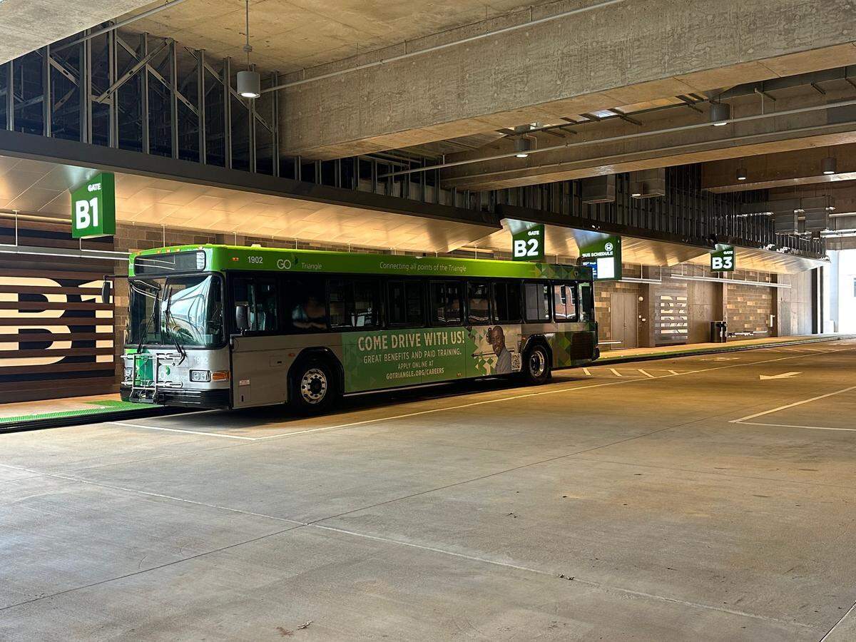 The RUS Bus station has six bays and room to park two additional buses that are not in service. There are also public restrooms, bike racks and lockers.