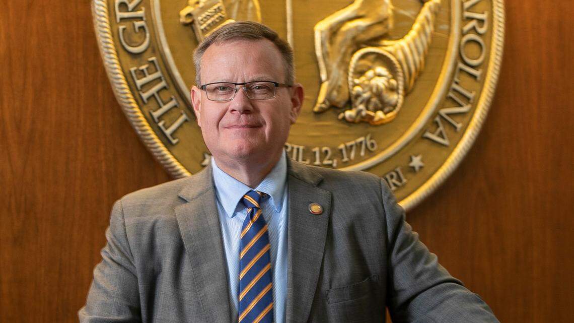 House Speaker Tim Moore photographed in the dais of the House Chamber at the North Carolina General Assembly on Wednesday, September 21, 2022 in Raleigh, N.C.