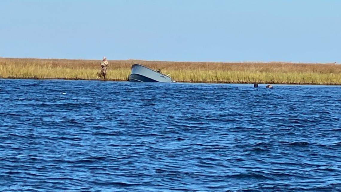 The Coast Guard rescued three stranded mariners from Raccoon Island after their vessel drifted approximately 23 miles east of Hobucken, N.C., on Nov. 24, 2020.