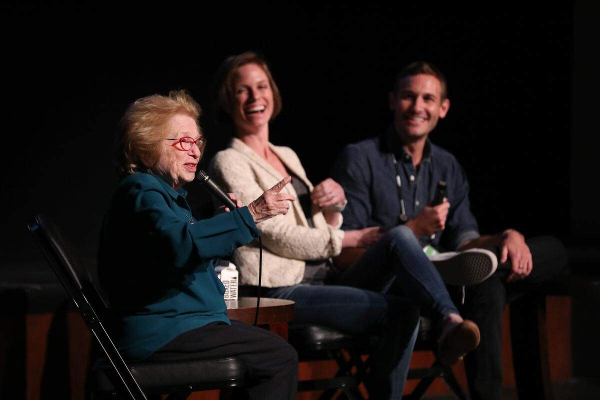 Ruth Westheimer appeared at the Full Frame Documentary Film Festival in Durham, N.C., April 6, 2019, to screen, “Ask Dr. Ruth,” a documentary about her life. She fielded questions from the audience after the film with producers Jessica Hargrave and Ryan White. White is a graduate of Duke University.