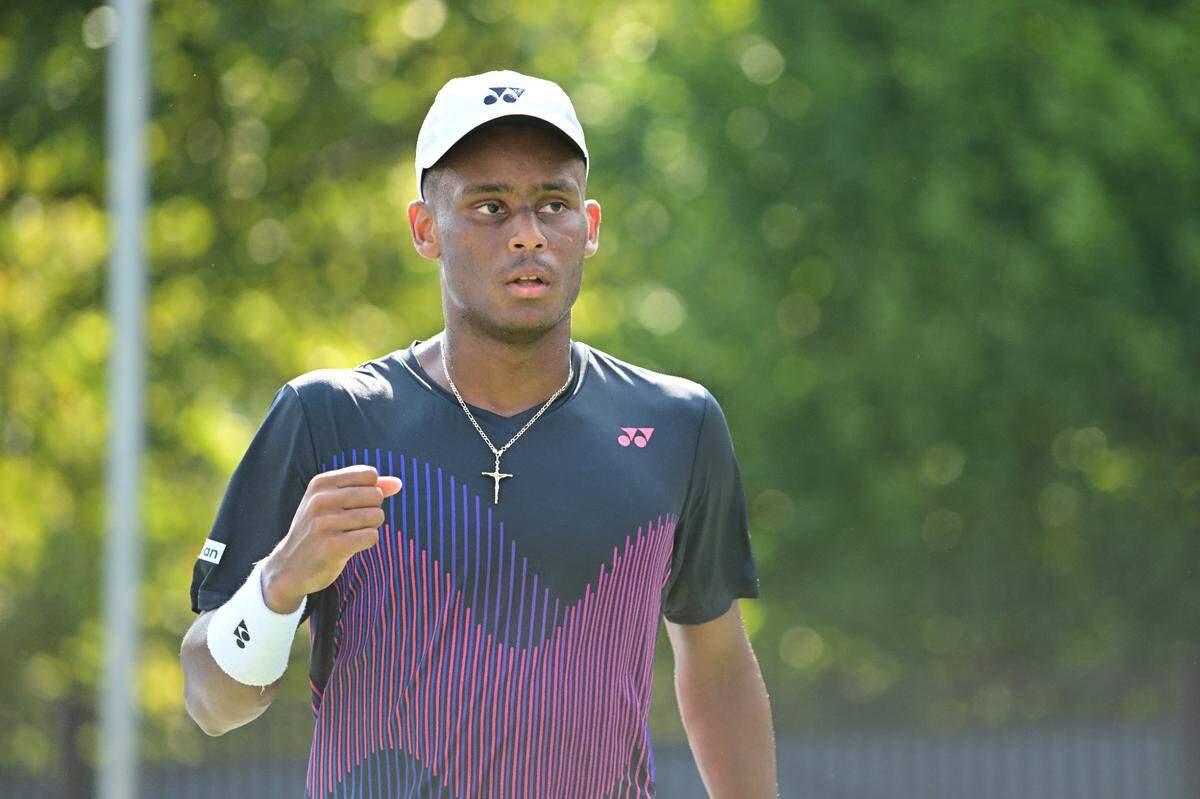 Matthew Forbes reacts during a men’s singles match at the 2024 US Open on Tuesday, Aug. 27, 2024 in Flushing, New York.