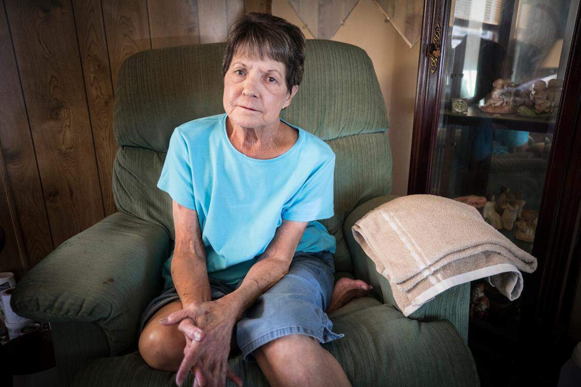 Betty Coleman, 71, poses for a portrait in her condemned home in Wilmington on Friday, Sept. 21, 2018. Coleman has lived in Wilmington her entire life. Ahead of Hurricane Florence’s landfall in Wilmington, two pine trees fell onto her home.