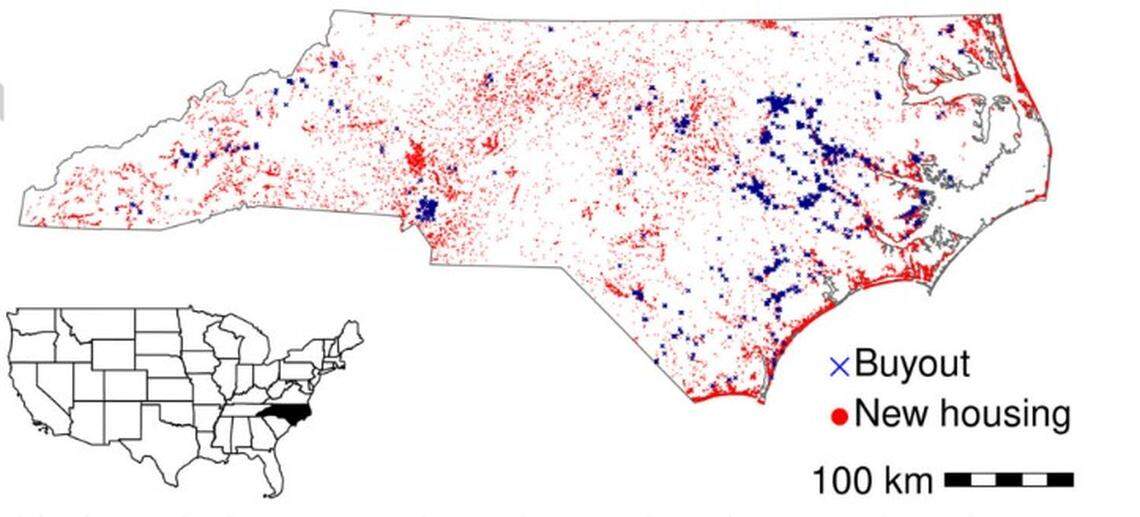 A new study from UNC-Chapel Hill researchers found that more than 59,000 homes were built in the 100-year floodplain across North Carolina between 1996 and 2017. That far outpaced the number of buyouts over the same period.