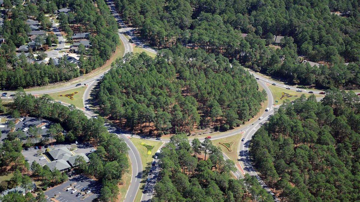 Five roads meet at the Pinehurst Traffic Circle, which the N.C. Department of Transportation has proposed to replace with an intersection.