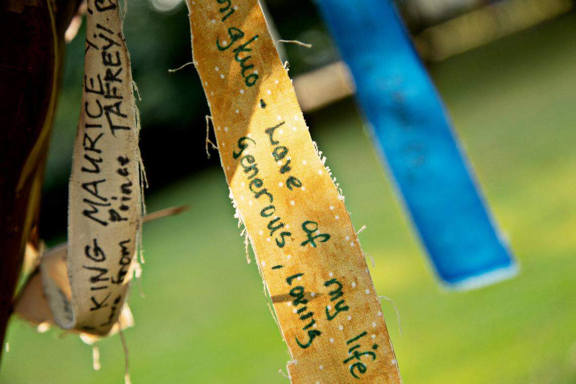The Grove of Remembrance in Raleigh’s Oakwood Cemetery is made up of four crepe myrtles that stand side-by-side in a grassy field where families and friends can tie ribbons with the names of loved ones who have died.