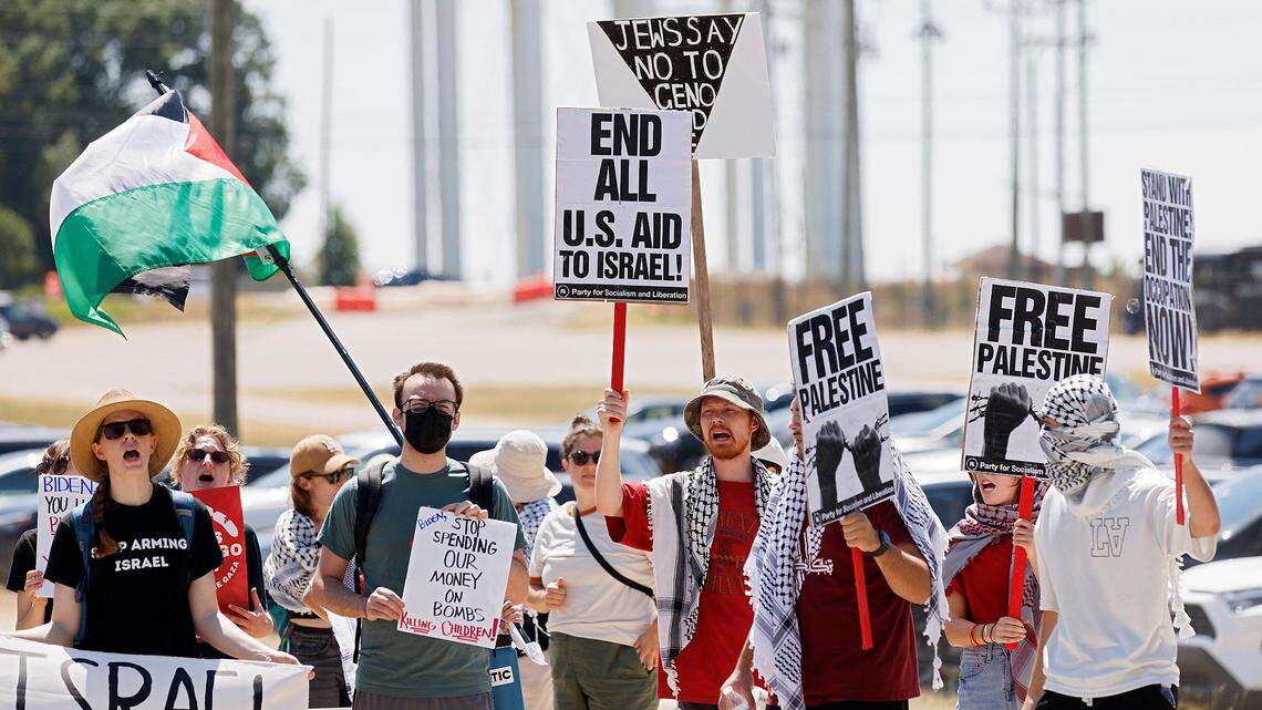 Protesters in Raleigh NC on Biden handling of Israel-Hamas war ...