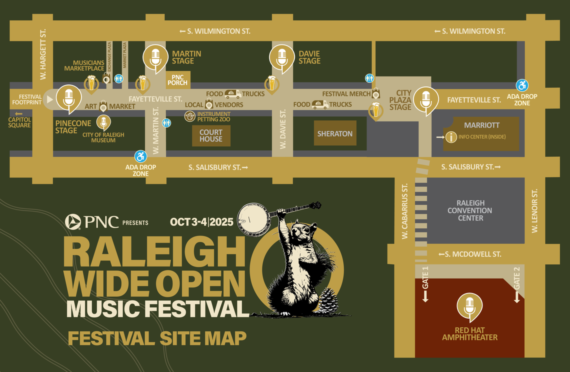 The festival map for Raleigh Wide Open.