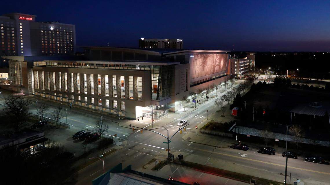 View of the Shimmer Wall of the Raleigh Convention Center on Tuesday, January 19, 2021.
