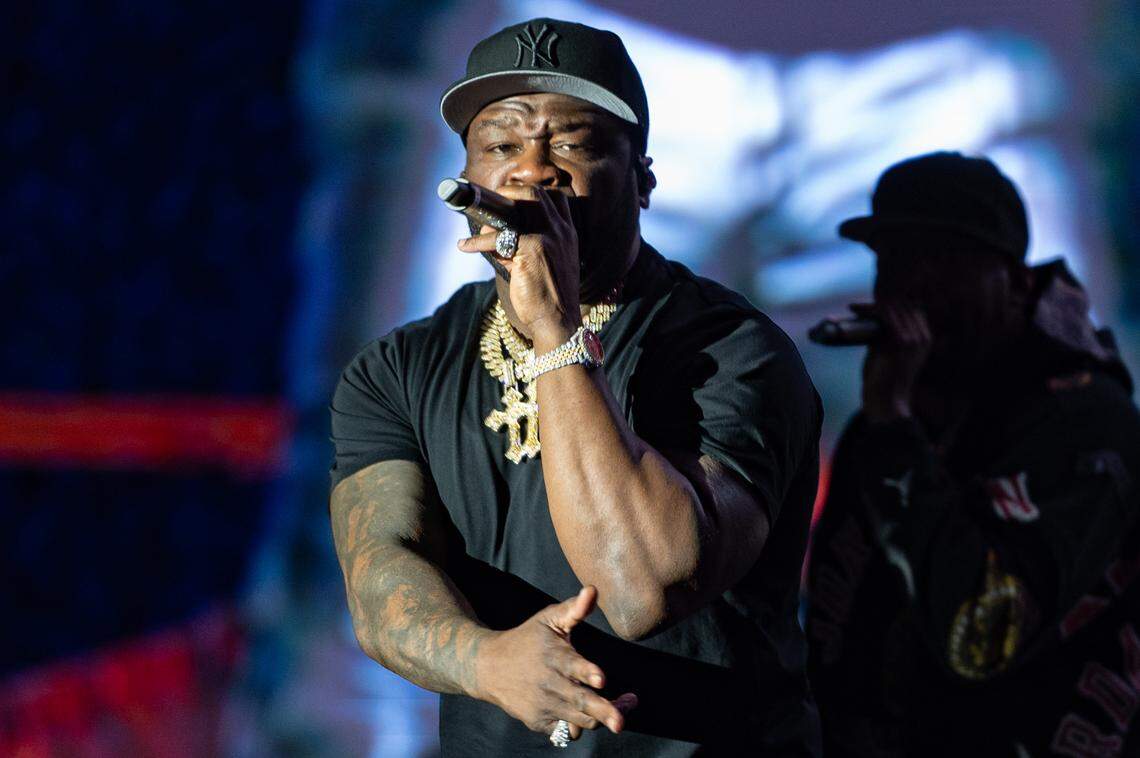 50 Cent performs at the first day of Dreamville Music Festival in Dix Park in Raleigh, NC on Saturday, April 6, 2024.