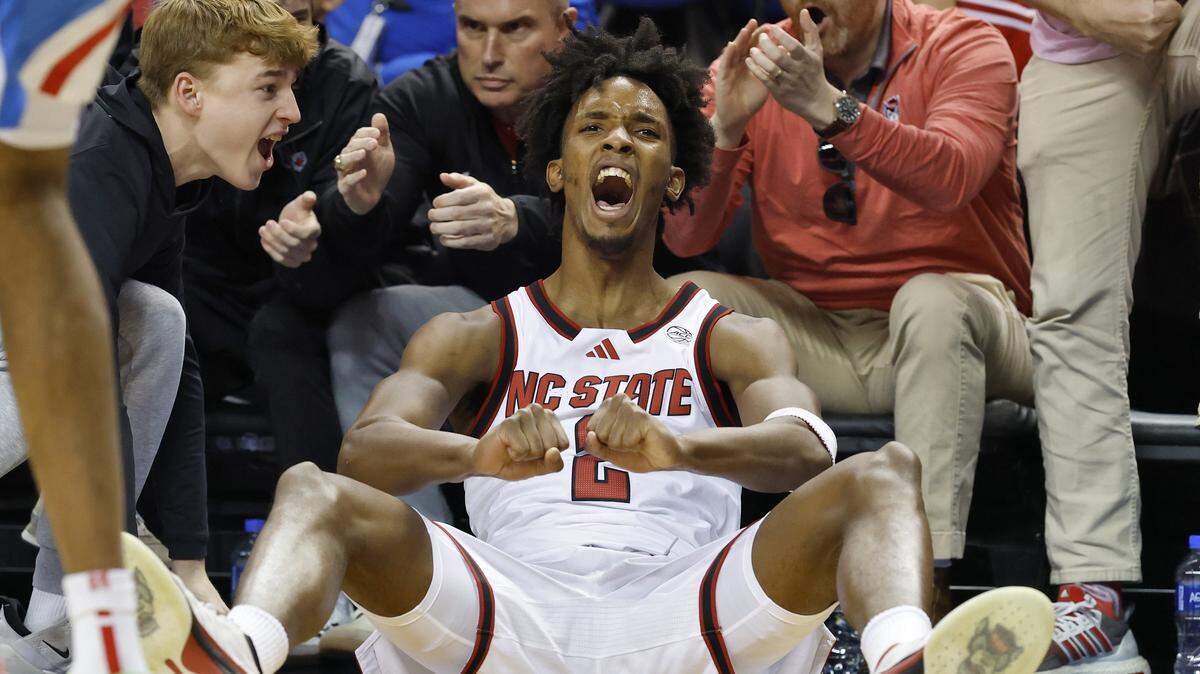 Paul McNeil reacts after drawing a foul during the second half of the Wolfpack’s 76-62 win over Ole Miss on Sunday, Dec. 21, 2025, at First Horizon Coliseum in Greensboro, North Carolina.