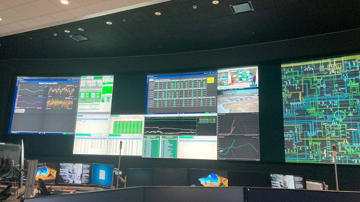 This shows part of the display Duke Energy Progress transmission personnel see in a new control center that will open this week. The facility is meant to help Duke make the grid more reliable and better integrate intermittent resources like solar energy, company officials said Wednesday.