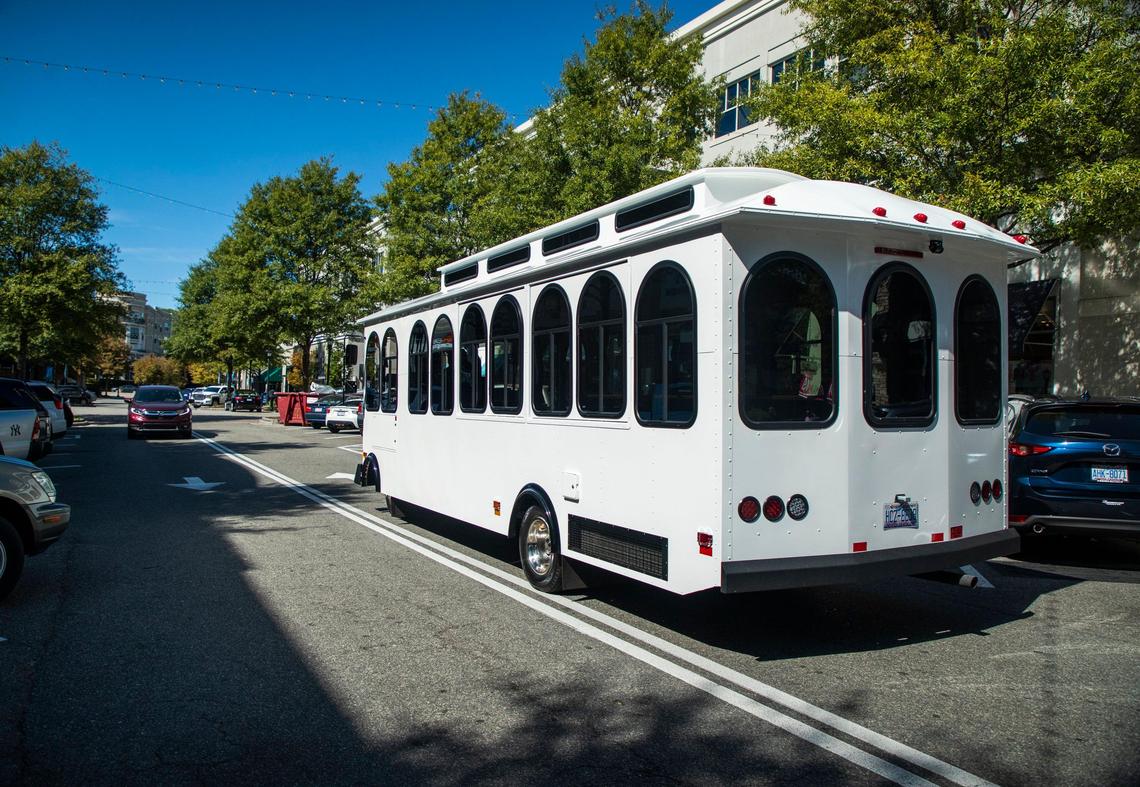 North Hills will soon provide a shuttle intended to safely transport pedestrians between apartments, offices and shopping in North Hills to reduce congestion, photographed on Thursday, Oct. 10, 2019, in Raleigh, NC.