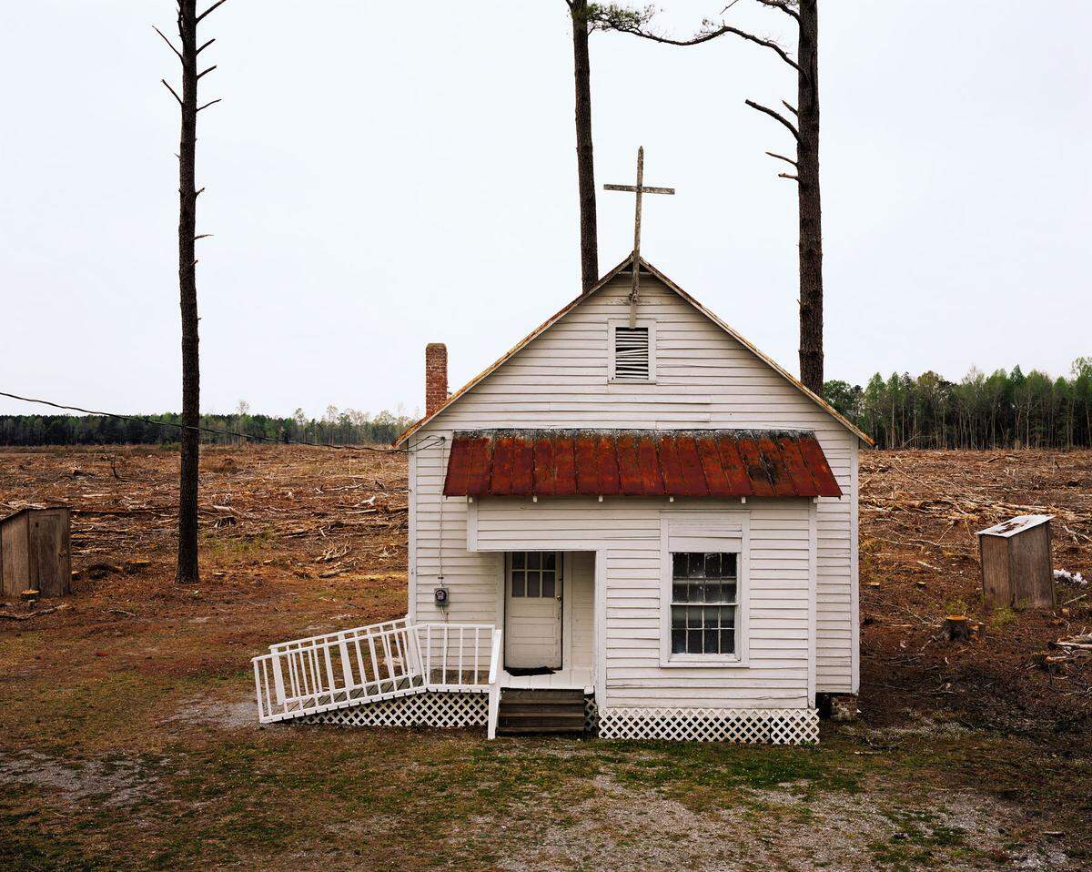 “Clear Cut Church” by Burk Uzzle is in the “Southbound” photo exhibit.