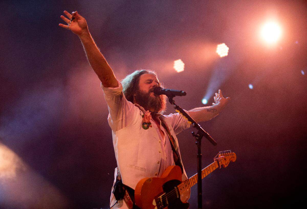My Morning Jacket and Jim James along with Nathaniel Ratliff and The Nightsweats play Raleigh, N.C.’s Coastal Credit Union Music Park at Walnut Creek, Saturday night, Sept. 28, 2024.