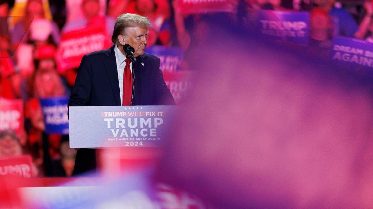 Former President and Republican presidential candidate Donald Trump speaks during a campaign rally at First Horizon Coliseum in Greensboro, N.C. on Saturday, Nov. 2, 2024.