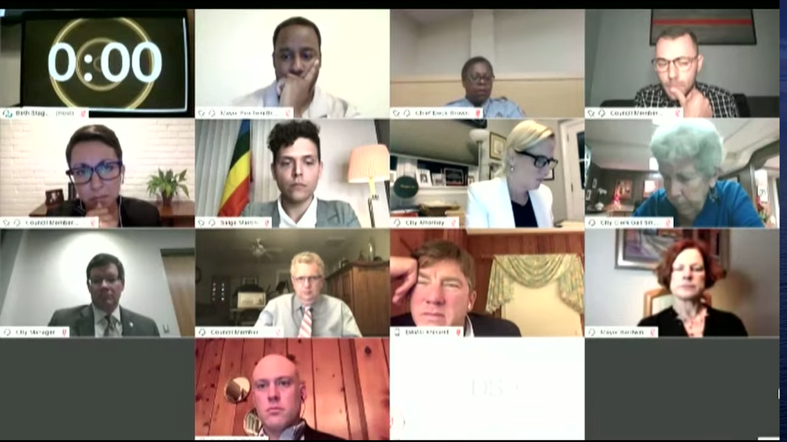 A screenshot of the June 4, 2020, Raleigh City Council special meeting.