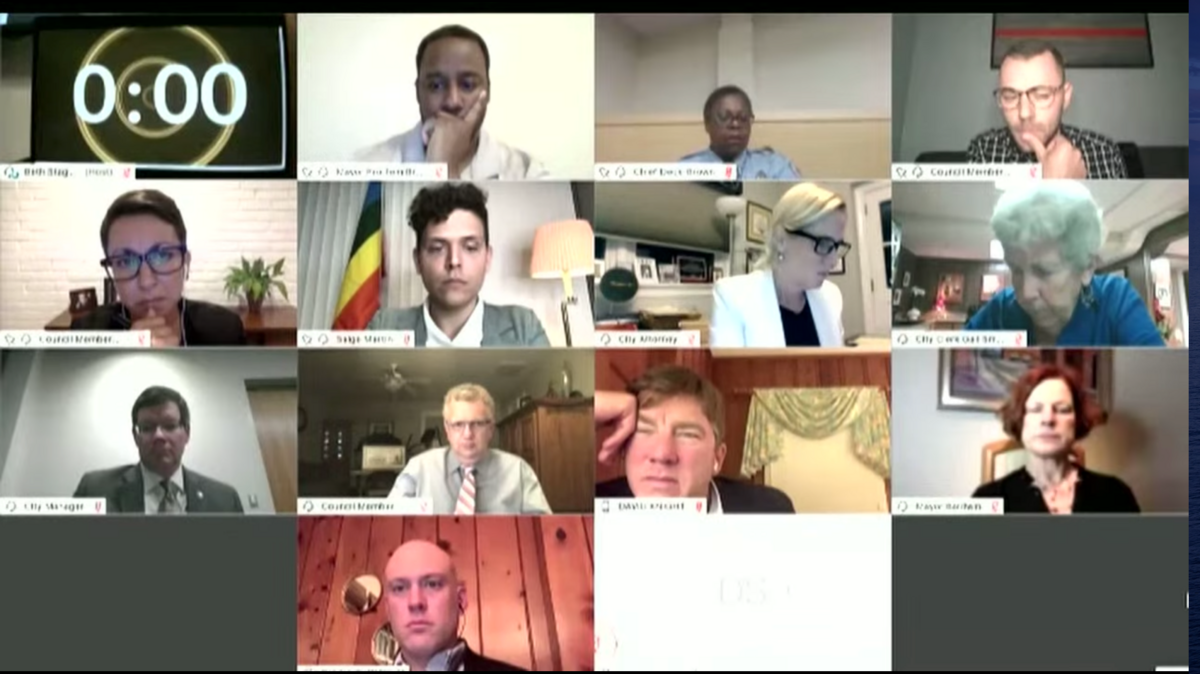 A screenshot of the June 4, 2020, Raleigh City Council special meeting.