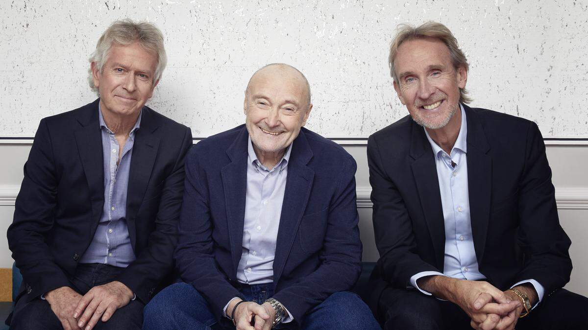 Genesis, featuring from left: Tony Banks, Phil Collins and Mike Rutherford will play the band’s first show in Raleigh, N.C. November 19, 2021 at PNC Arena.