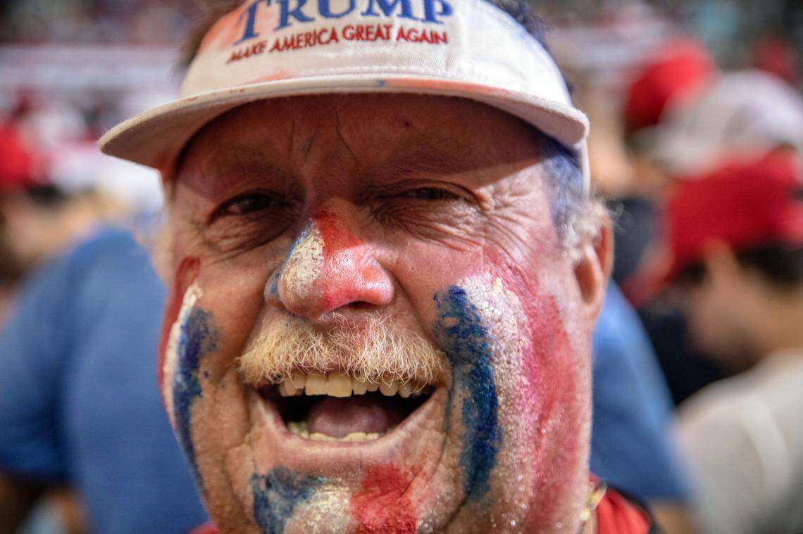 Rick Caton of Hatteras awaits the arrival of President Donald Trump and Vice President Mike Pence prior to a campaign rally Wednesday, July 17, 2019 East Carolina University in Greenville, NC.