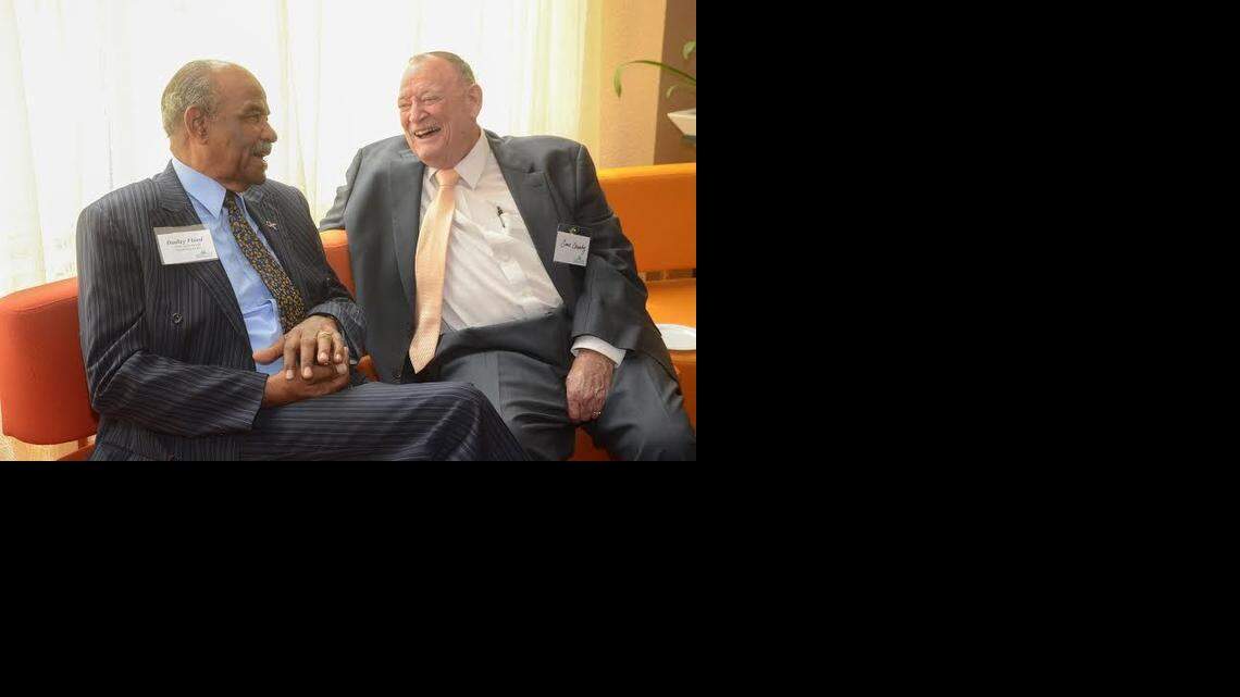 Dudley Flood and Gene Causby at an event in June
