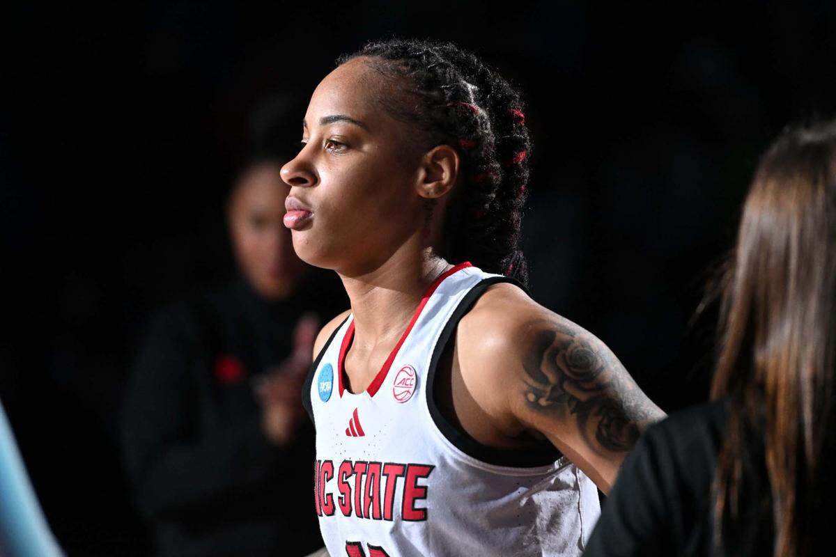 NC State Wolfpack guard Aziaha James (10) introduced during the Sweet 16 NCAA Tournament basketball game against the LSU Lady Tigers at Spokane Arena.