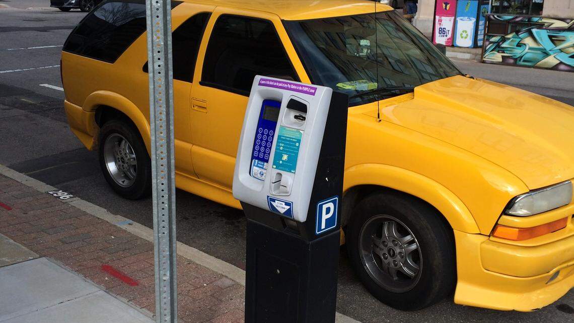 Parking along a downtown Raleigh street.