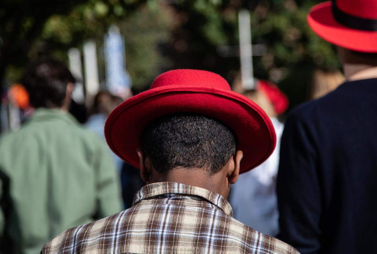 Red Hat employees walk back to their Raleigh headquarters in October 2018.